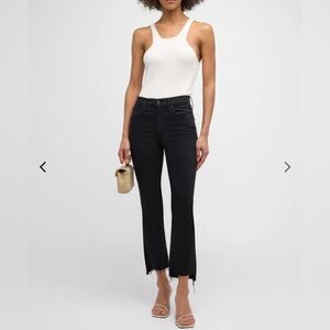 Mother The Insider Crop Step Fray Black Jeans
